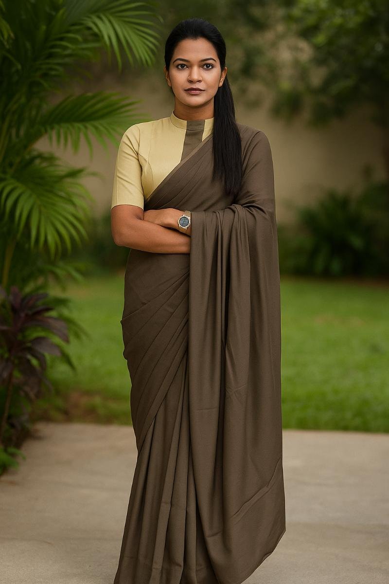 Soft Mulmul Cotton Saree - Olive Solid Plain Lightweight (Front View) | BagruPrintCrafts